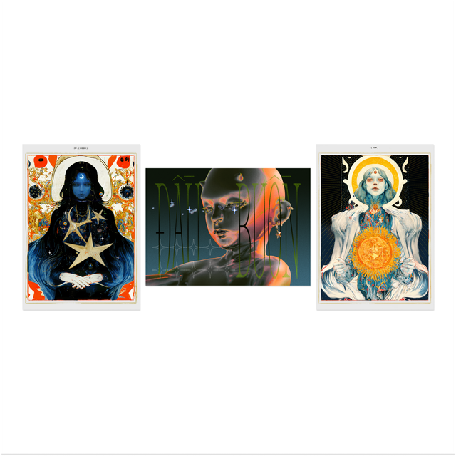 Postcard Sad Head, Sun & Moon series